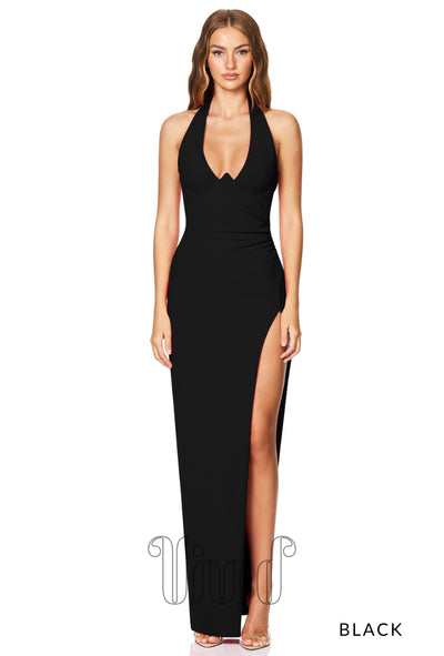 Nookie Cinema Halter Gown in Black / Blacks