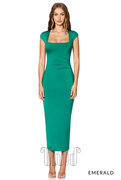 Nookie Dare Cap Sleeve Midi in Emerald / Greens