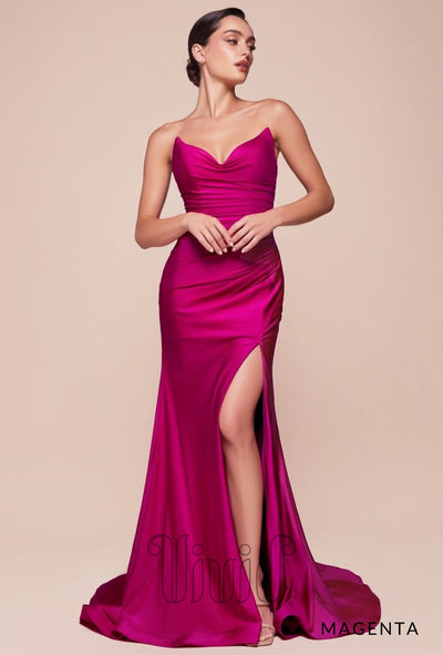 Vivid Formal Kiara Strapless Gown in Magenta / Pinks