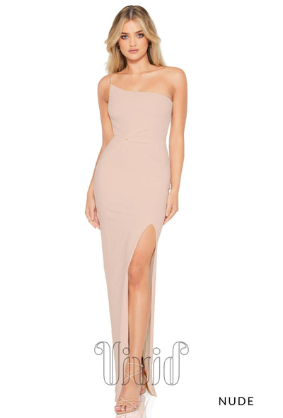 Nookie Lust One Shoulder Gown in Nude / Nude & Neutrals