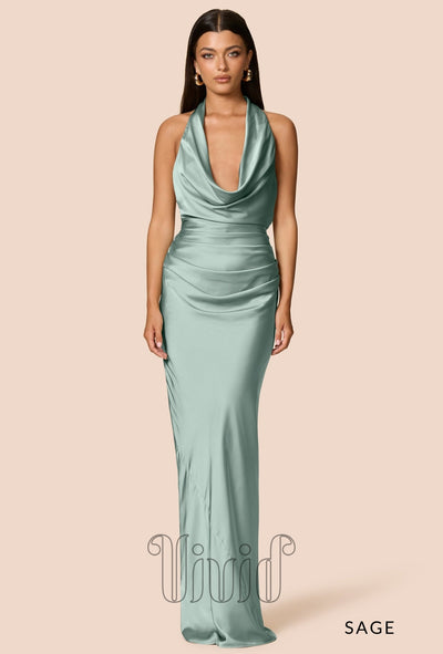 Nookie Penelope Drape Gown in Sage / Greens