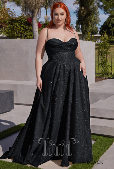Vivid Formal Stella Glitter Ball Gown Curve in Black / Blacks